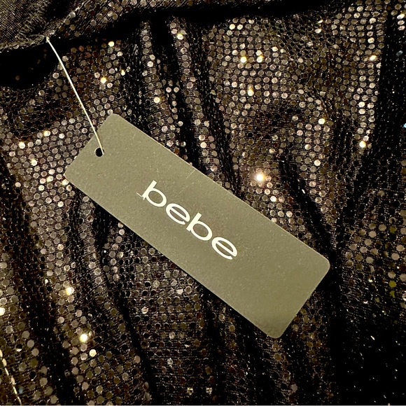 NWT Bebe Black Cowl Sequin Mini Dress, Size S - Picture 8 of 11